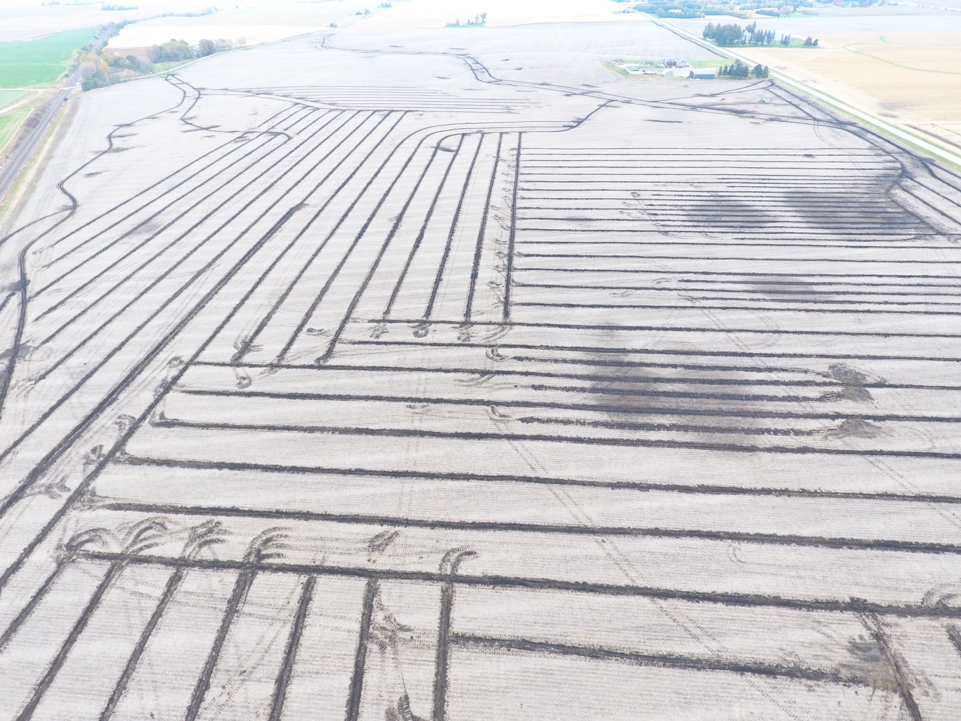Dense pattern tiling blocks across a large Iowa farm field Dense pattern tiling blocks across a large Iowa farm field